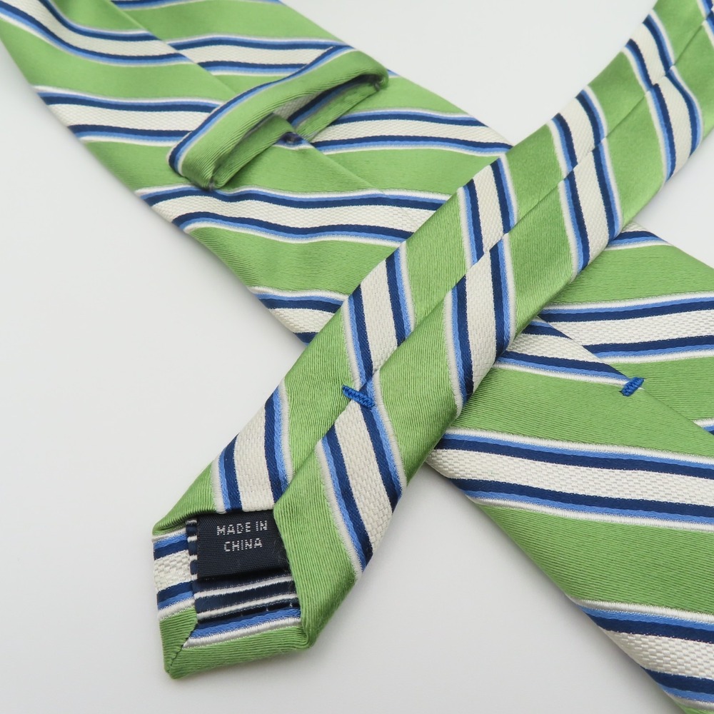 Nautica Tie Green Blue White Striped 3.5" Wide 58" Long Silk - Picture 5 of 7